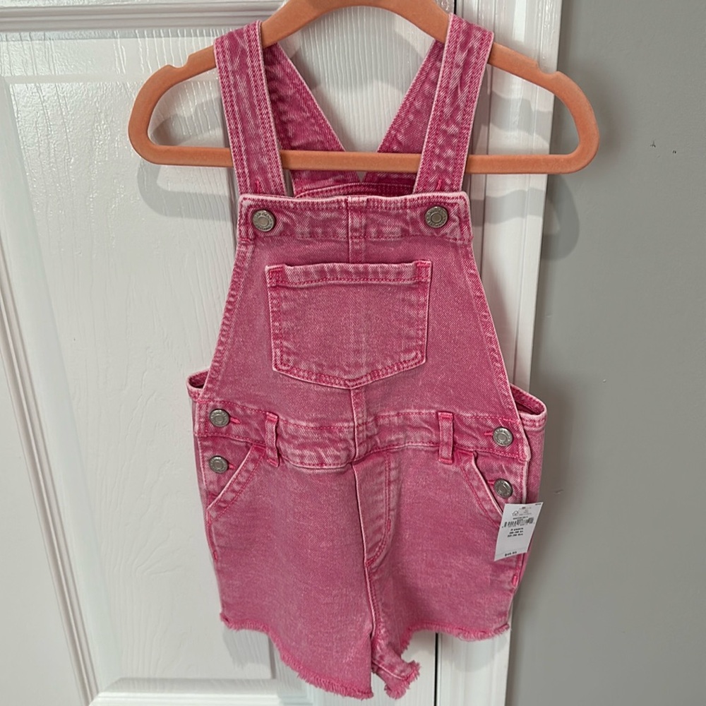 NWT Gap toddler girls pink denim overalls
